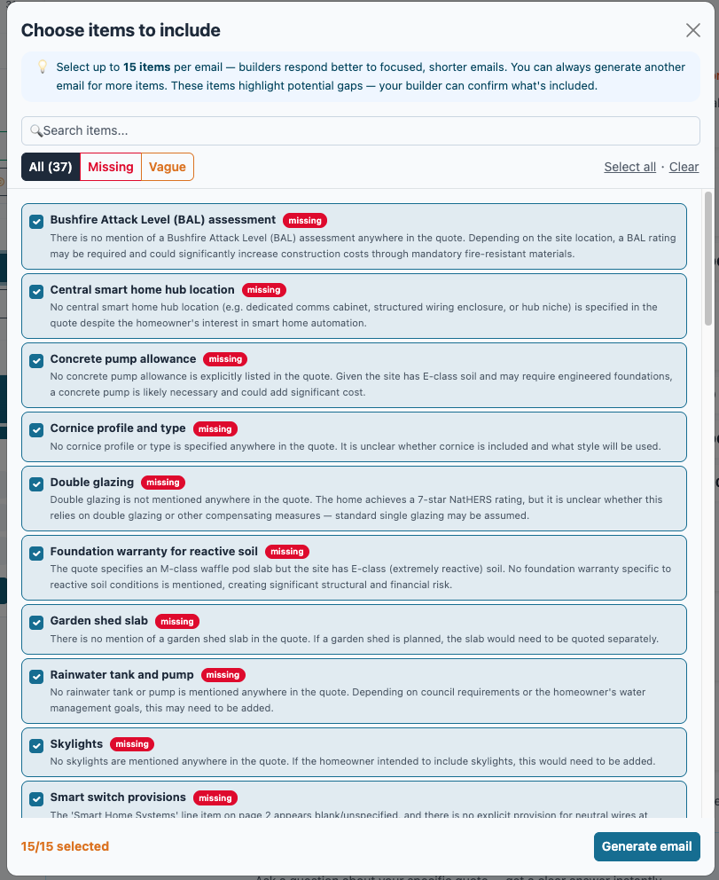 Builder email screenshot