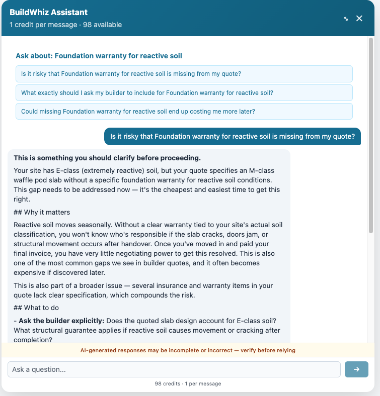 BuildWhiz Assistant screenshot